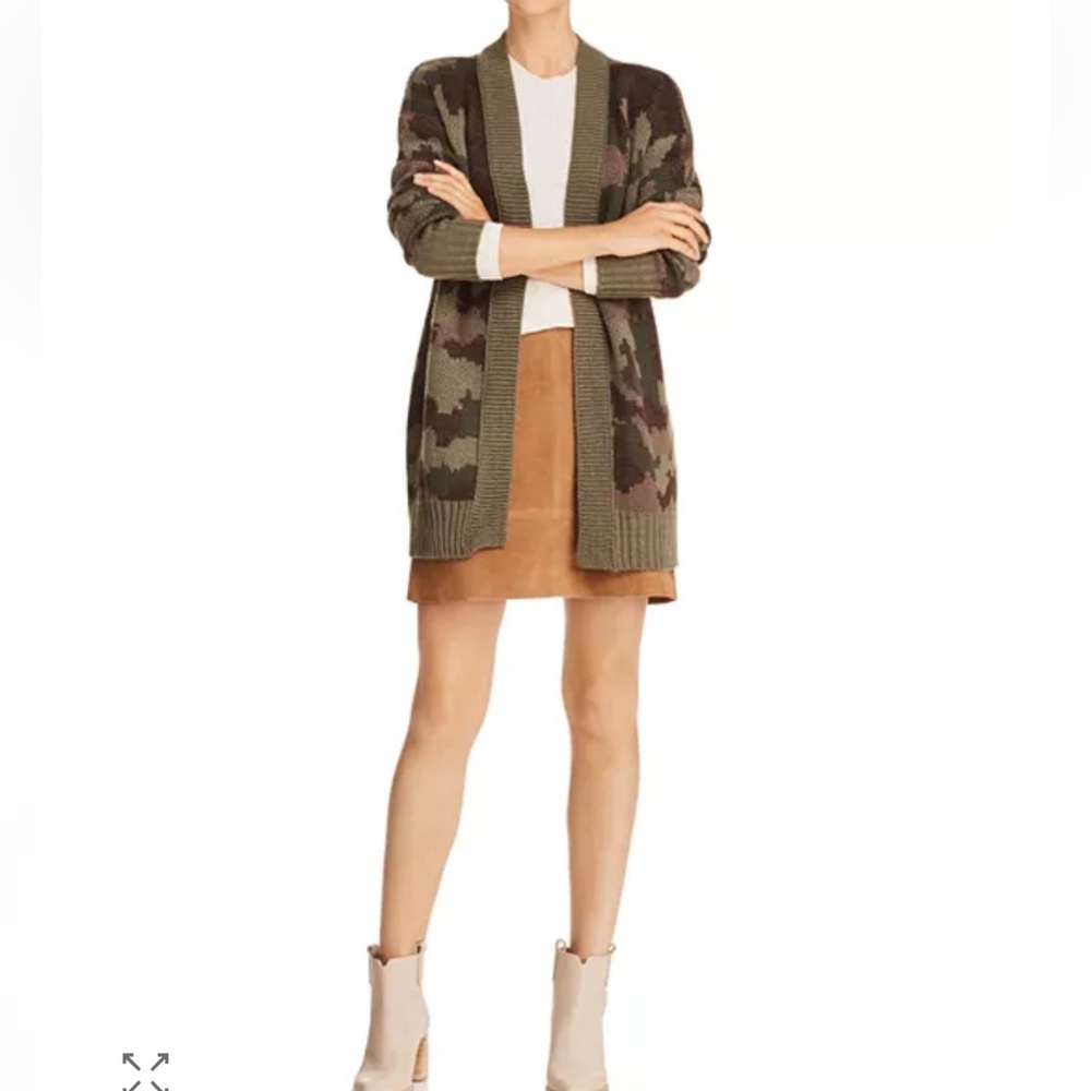 Aqua Olive Camouflage Open-Front Cardigan